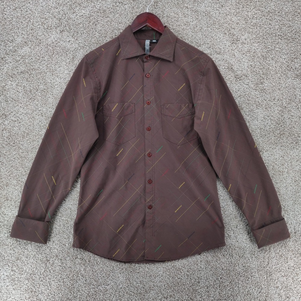 Oakley Shirt Mens Medium M Brown Slim Fit Long Sleeve Button Casual Pockets